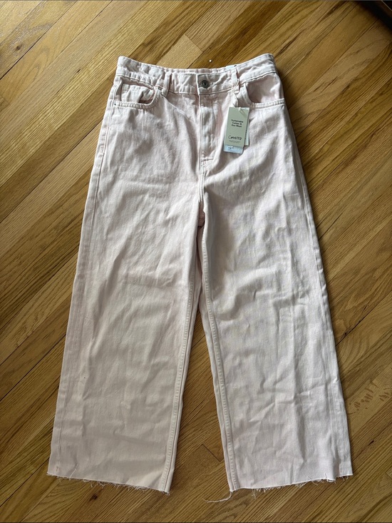 Mango Pants - Mango Wide-Leg Crop Culotte Jeans in Pale Pink, new with tags